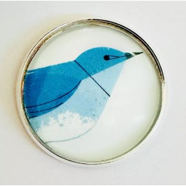 Unbranded Charley Harper Mountain Blue Bird Songbird 1" Glass Dome Picture Button CP410