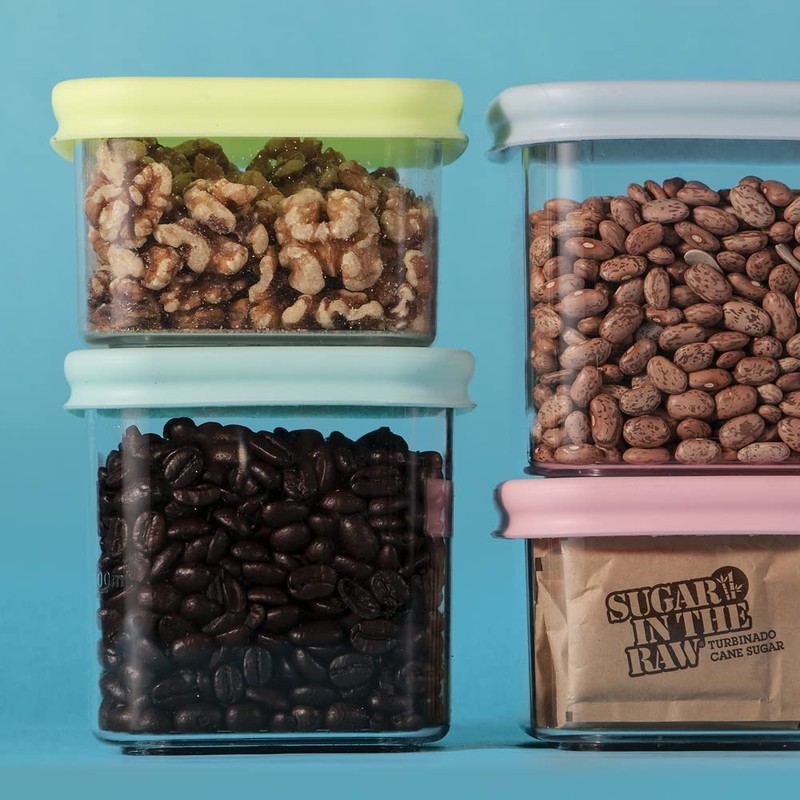 PrepSealer PrepCube Silicon Lid Food Storage Container-4PC Set, Stackable Freezer