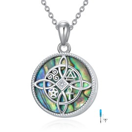 YAFEINI Witches Knot Urn Necklace for Ashes Sterling Silver Witch Celtic Knot Cremation Jewelry for Women