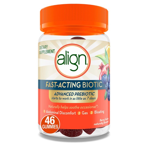Align Advanced Prebiotic Supplement, Fast-Acting Biotic Gummies for Women and Men, Works in As Little As 7 Days*, 46 Gummies