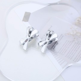 Aneneiceera Vintage Kleine Metallbogen Haarspange Barrette Silber Bogenknoten Haarspange Klammer Glänzend Fliege Haar Pin Clips Dekorative Haar-Accessoires Für Frauen 2pcs (Silber)