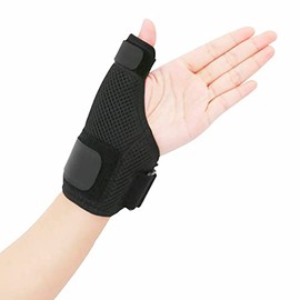 SEVEN MINE Férula para Pulgar Corta con Varilla de Aluminio [Talla Universal, Negro]