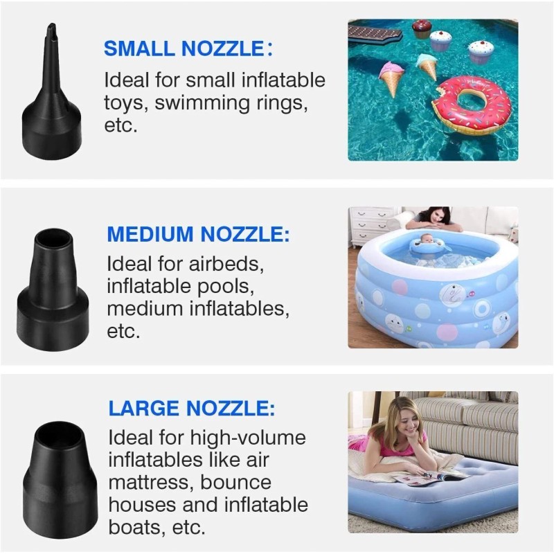 3PCS 12V Electric Air Pump for Inflatables, Air Mattress Pool
