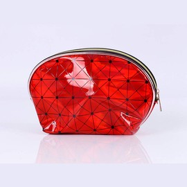 Magik Holographic Portable Travel Cosmetic Makeup Bag PU Handy Toiletry Waterproof (8.66 x 5.7 x 5.95 in, Red)