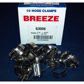 BREEZE CLAMP 63006 7/16" to 25/32" Grade Hose Clamp (10 Pack), Stainless Steel