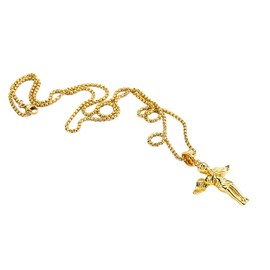 CikSco Stainless Steel Guardian Angel Pendant Necklace for Women Men 18K Gold Plated Angel Baby Hip Hop Necklace Jewelry Gift with 24 Inch Chain (Gold)