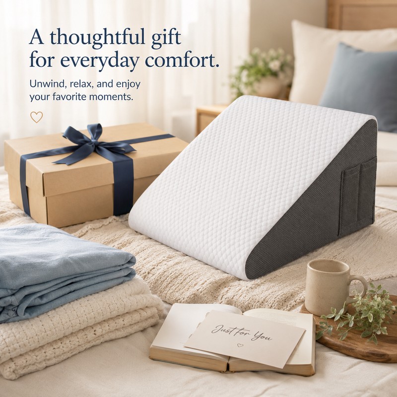 Wedge Pillow for Sleeping & Reading – Breathable Elevated Foam