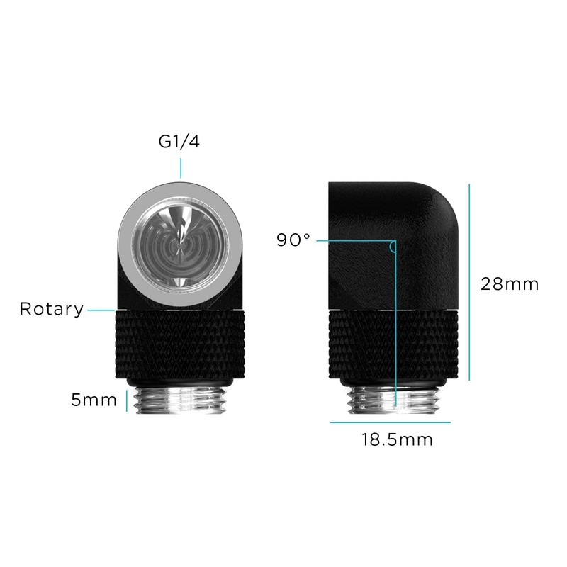 PrimoChill Male to Female G 1/4in. 90 Degree SX Rotary