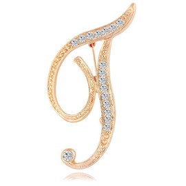 Letter Brooch Pins Initial Rhinestone Brooch for Women Crafts Gold T