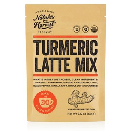 Nature's Harvest - Turmeric Latte Mix, Add on Golden Milk Tea, Smoothies and Other Drinks, Turmeric Spice Blend, Caffeine-Free Coffee Alternative, 2.12 oz Pack, 30 Servings