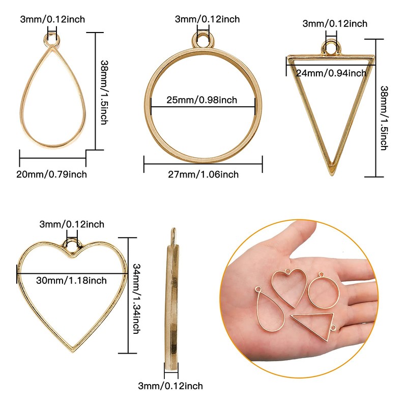 Ximalun 40pcs Open Bezel Pendants Open Back Pendant Blanks Hollow