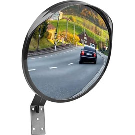 12-Inch Convex Security Corner Mirror, Raisaplin Adjustable Acrylic Indoor Outdoor Wide Angle View Security Mirror Safety Traffic Mirror for the Garage Blind Spot Store Safety Warehouse Side View