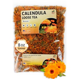 Calendula Tea Marigold Dried Flowers – 8 oz Calendula Flower - Marigold Tea – Calendula Tea Bulk - Calendula Flowers Tea - Caffeine Free - Whole Flowers - Marigold Flower Tea - Marigold Herbs