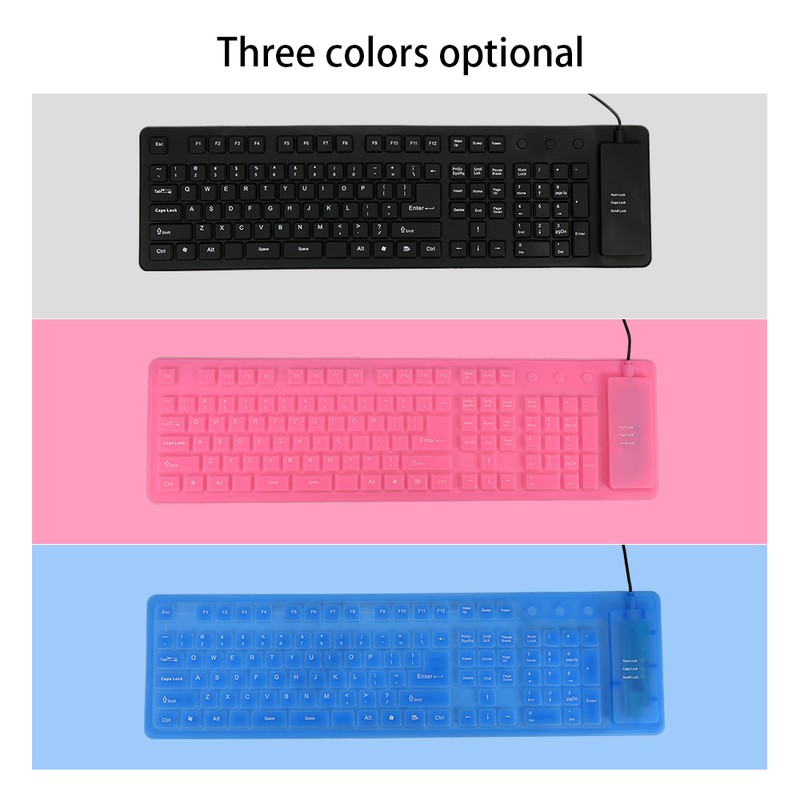 108 Keys USB Silicone Flexible Foldable Keyboard Waterproof Dustproof USB