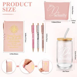 Domensi 6 Pcs It's Dr Actually Graduation Gift Set for Phd Doctorate Degree Physician 16oz Glass Tumbler Makeup Bag Journal Pen White Coat Ceremony Graduation Gifts for Nurse Teacher Women Men(Pink)