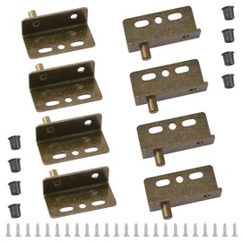 UFURMATE Iron Pivot Hinge, 4 Pairs Concealed Shaft Cabinet Door Pivot Hinges Cabinet Wood Door Hinges with Pin Door Hinges with Socket for Cantilever Wooden Door (Bronze)