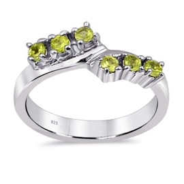 Orchid Jewelry 925 Sterling Silver Wedding Rings For Women - Delightful 0.6 Carats Green Peridot Gemestone