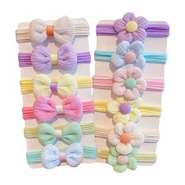 24 Pcs Toddler Flower Cloth Hair Ties Kids Elastic Bow Hair Bands Little Girl Fabric Ponytail Holders Cute Baby Hair Bows Colorful Hair Rubber Bands for Children