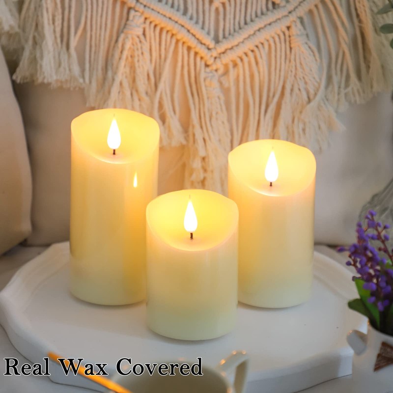Lezonic Rechargeable Flickering Flameless Candles Battery Operated with Remote and