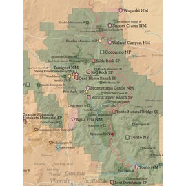 Best Maps Ever Arizona State Parks & Federal Lands Map 18x24 Poster (Camel & Slate Blue)