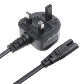 VSEER 2M UK AC Power Cable (IEC320-C7 to BS1363), Universal UK Plug 2- Slot Printer Power Cord Cable, Non-Polarized Figure 8 Power Lead (6FT)