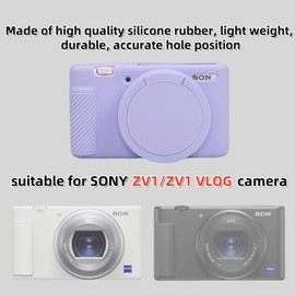 Funda para cámara Sony ZV-1, ZV1 Funda suave de goma con cubierta de lente extraíble, funda suave antiarañazos, funda suave con protector de visualización ZV1 y correa de muñeca. (Lilac)