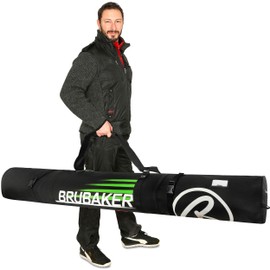 Henry Brubaker Carver Champion Ski Bag Padded for 1 Pair of Skis and Poles 170 cm or 190 cm Green Schwarz/Grün 170 Size:170 cm