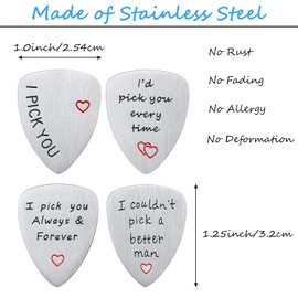 4 Pieces Guitar Pick Gift Guitar Player Pick for Him Men Boyfriend Husband Musician Guitar Player Valentines Christmas Anniversary Farther's Day Gift