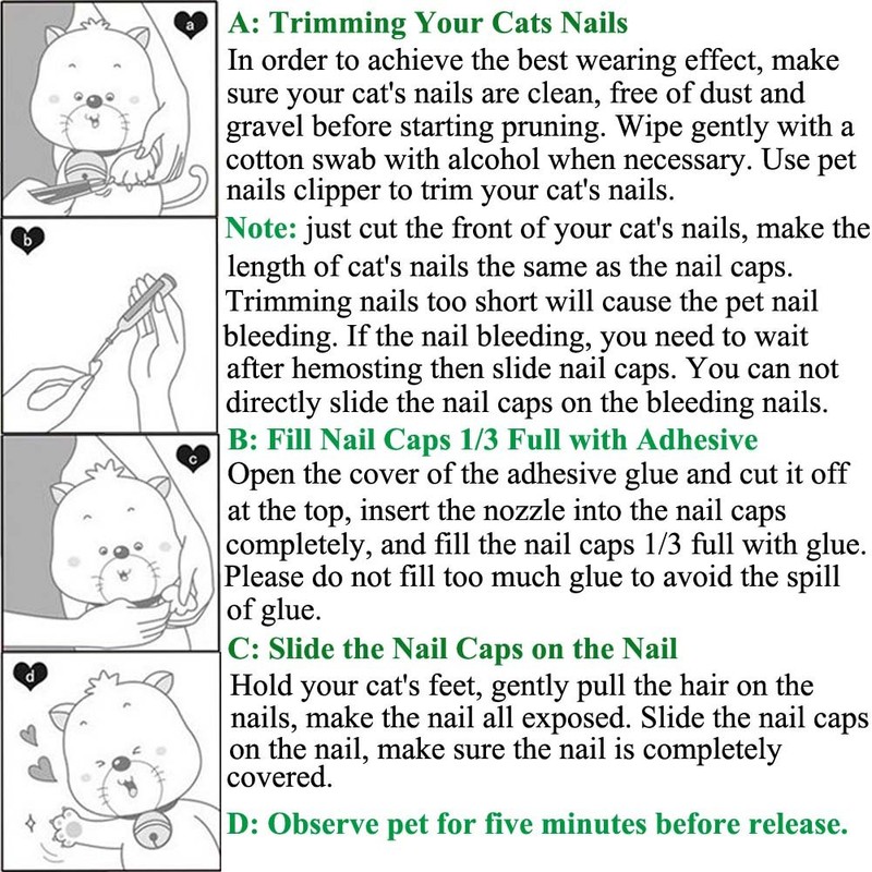 VICTHY Cat Nail Caps and Covers with Glue and Applicators