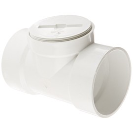 Spears P445X Series PVC DWV Pipe Fitting, Flush Tee with Plug, 4" Hub x 4" Hub x 4" NPT Female