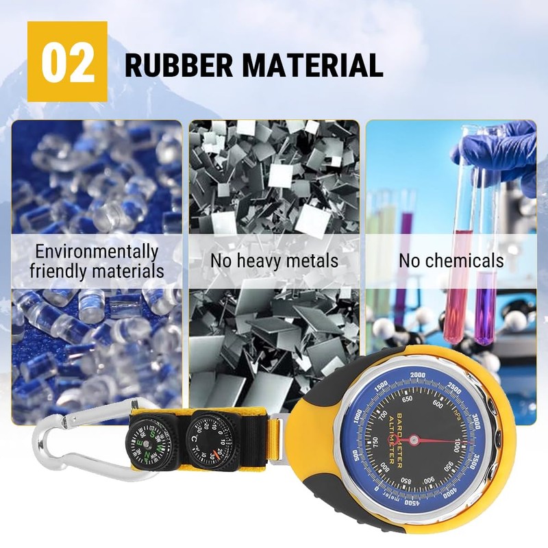Uadme 4 in 1 Digital Mini Compass Altimeter Thermometer Barometer