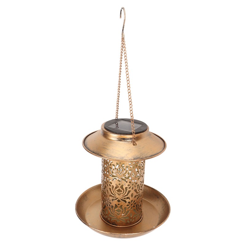 Hanging Bird Feeder Solar Powered Light Hollow Design Sturdy Stable