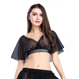 ROYAL SMEELA Chiffon Belly Dance Tops Comfort Sleeve Belly Dancing Costume for Women Practice Dancing Clothing, One Size, Hot Pink