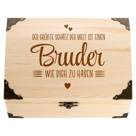 4youDesign Engraved Treasure Chest - The Biggest Treasure in the World - Brother - Money Gift - Memory Box - Gift Idea for Birthdays, Christmas (Brother)