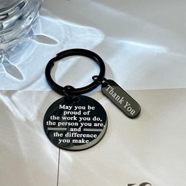 Thank You Gifts for Coworkers, Never Forget The Difference That You Make Keychain Keepsake Farewell Going Away Goodbye Appreciation Retirement Gifts for Women Men Coworker Boss Friends (Black)