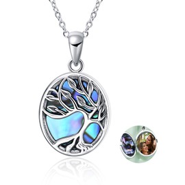 ONEFINITY Sterling Silver Tree of Life Locket Necklace, Holds Pictures, Christmas Jewelry Gifts for Women