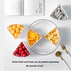 Godely Divided Serving Tray With Lid, 5 Removable Small Bowls, Reusable snackle Box Container, Sealed Against Moisture，for Save Snack Dried Fruits Cookies, Snack Tray for Party, Travel, Picnic, Home.