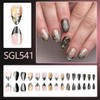 24Pcs Gold Star Press on Nails Short Almond French Tip