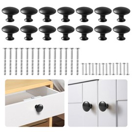 FISKUNYU Möbelgriffe Schwarz 30 mm (14er Set) mit Montageschrauben – Hybrid-Design modern & Vintage für Schubladen, Küchenschränke, Kleiderschränke und Möbel