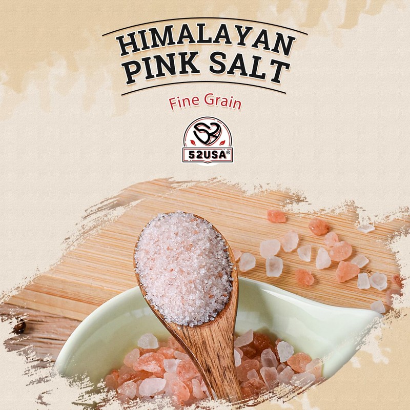 52USA Himalayan Pink Salt, Fine Grain, 5 Pound (80oz), Himalayan