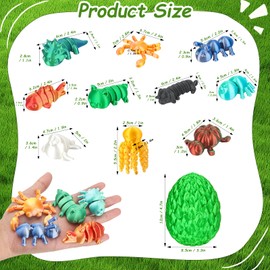 LUKIXTE 3D Printed Mystery Egg, 10 Pack Realistic Mini Animal, 3D Printed Articulating Figurines, Relief Anxiety, Home and Office Decorate