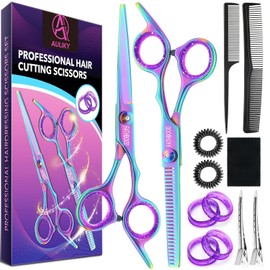 Hairdressing Scissors Set, 14 Pieces Professional 6.7 Inch Hair Scissors Set, Sharp Hair Cutting Scissors, 440C Delsteel Hair Scissors, Hairdressing Scissors Set for Women, Men, Children, Family Hairdressing Salon