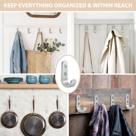 Homanu 24PCS Coat Hooks Wall Mounted, Metal Single Prong Wall Hooks with 48 Screws, No Rust Silver Wall Hooks for Hanging Towel, Coat, Scarf, Bag, Hat, Cup, Key