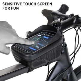 PZCC Reflective Strips Bike Phone Holder Waterproof - Bike Frame Bag with Storage for Bicycle - Bike Phone Holder and Bike Bag for Riders