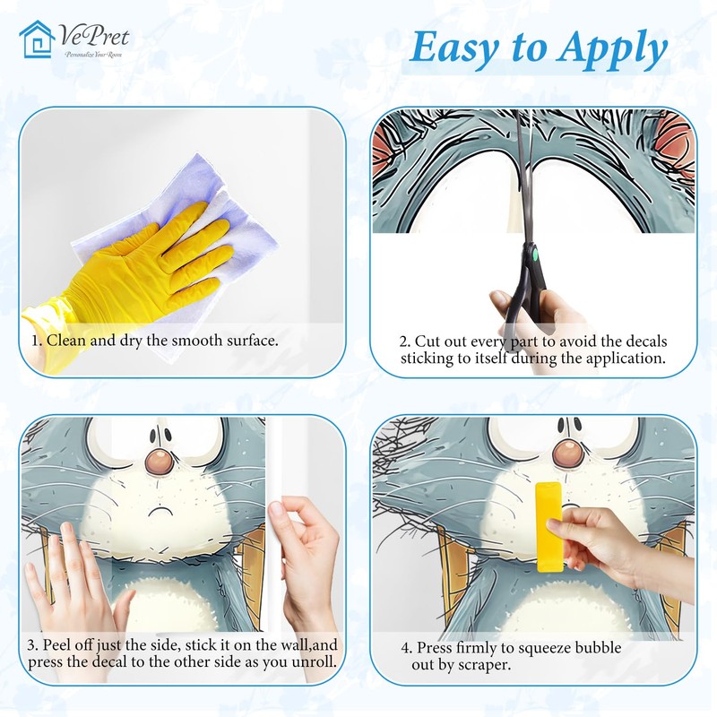 VePret Large Hungry Cat Kitchen Wall Decals Peel and Stick,