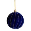 Swirl Stripe Navy Blue Gold Glitter Christmas Tree Baubles (Set