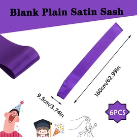 6 PCS Blank Plain Satin Sash Purple DIY Plain Pageant Sash Soft Beauty Pageant Sashes for Party Decorations Birthday Wedding Graduation