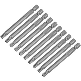 XMHF 10Pcs 75mm/3inch Long 1/4 Inch Hex Shank T30 Torx Head Magnetic Screwdriver Bits Security Tamper Proof Star 6 Point Screw Driver Set