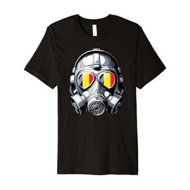 Mens Belgian Flag Belgium Pride Heritage Man Gas Mask Premium T-Shirt