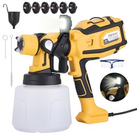 ZOOTEALY Paint Sprayer: 1000W Electric HVLP Spray Paint Gun with Cleaning & Blowing Joints - 1400ML Container - 6 Nozzles and 3 Patterns - LED Light - Handheld Corded Paint Sprayer for House Painting